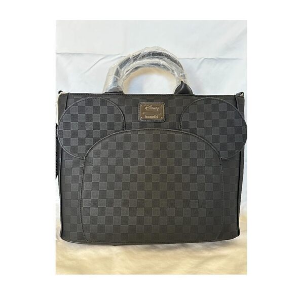 9287 Mickey Mouse Checkered Texture Convertible Backpack & Tote Bag